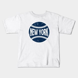 New York Retro Baseball - White Kids T-Shirt